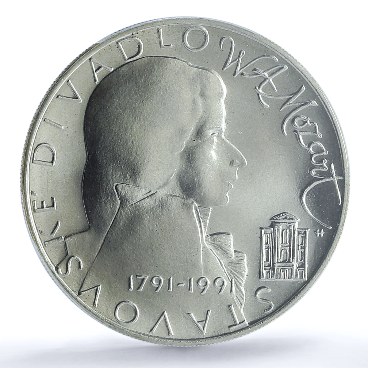 Czechoslovakia 100 korun Composer Mozart Theatre MS68 PCGS silver coin 1991 Czechoslovakia 100 korun Composer Mozart Theatre MS68 PCGS silver coin 1991