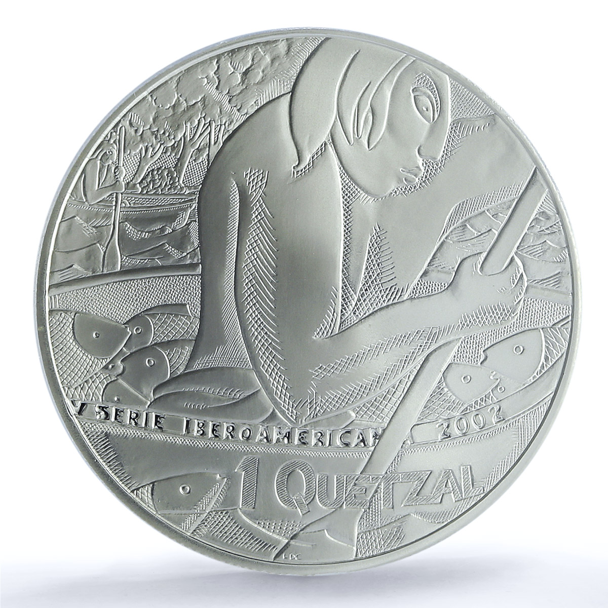 Guatemala 1 quetzal Maya Canoe Boat Indian Fisher PR70 PCGS silver coin 2002 Guatemala 1 quetzal Maya Canoe Boat Indian Fisher PR70 PCGS silver coin 2002