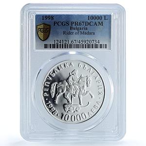 Bulgaria 10000 leva Euro Rhyton Rider of Madara PR67 PCGS silver coin 1998