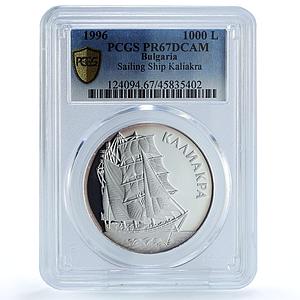 Bulgaria 1000 leva Sailing Ship Kaliakra PR67 PCGS proof silver coin 1996