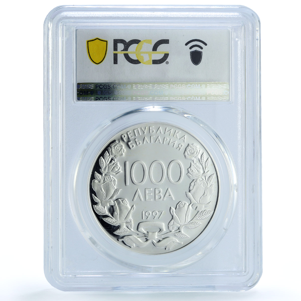 Bulgaria 1000 leva Football World Cup in France Players PR65 PCGS Ag coin 1997 Bulgaria 1000 leva Football World Cup in France Players PR65 PCGS Ag coin 1997
