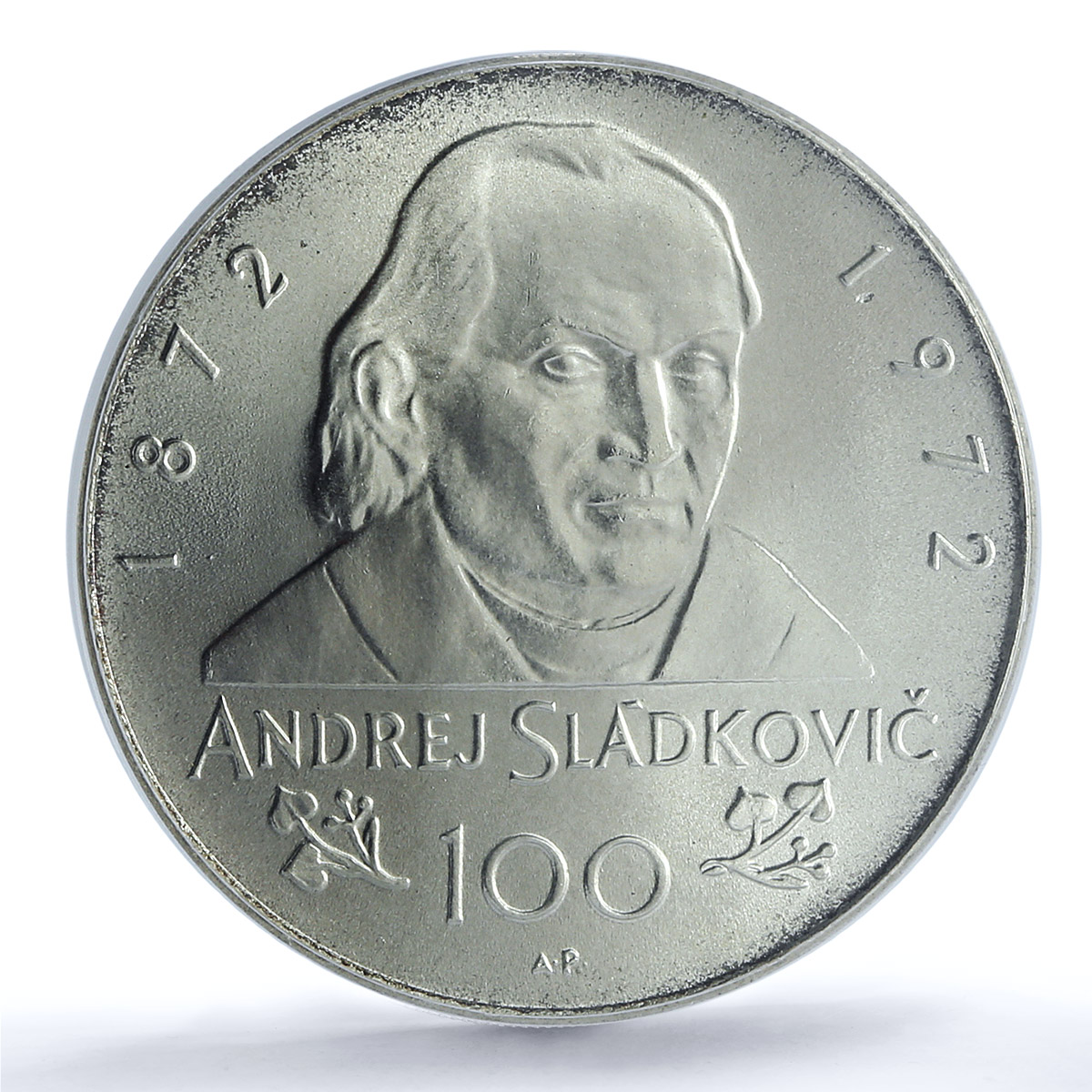 Czechoslovakia 100 Years Poet Andrej Sladkovic MS67 PCGS silver medal 1972 Czechoslovakia 100 Years Poet Andrej Sladkovic MS67 PCGS silver medal 1972