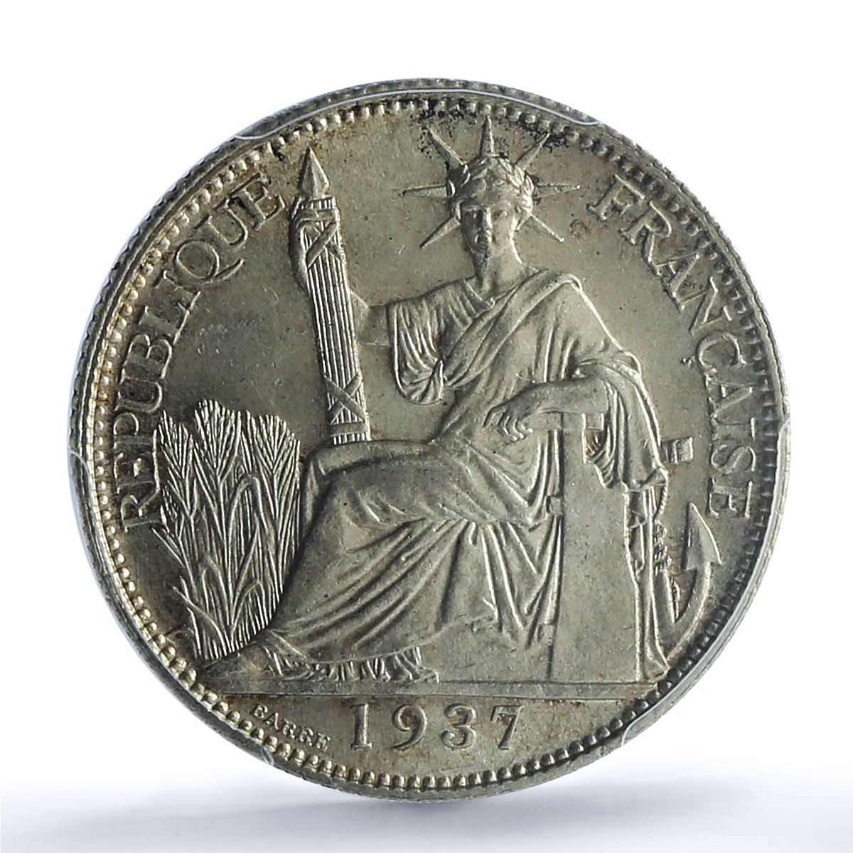 France French Indochina 20 cents Liberty Seated KM-17.2 MS64 PCGS Ag coin 1937 France French Indochina 20 cents Liberty Seated KM-17.2 MS64 PCGS Ag coin 1937