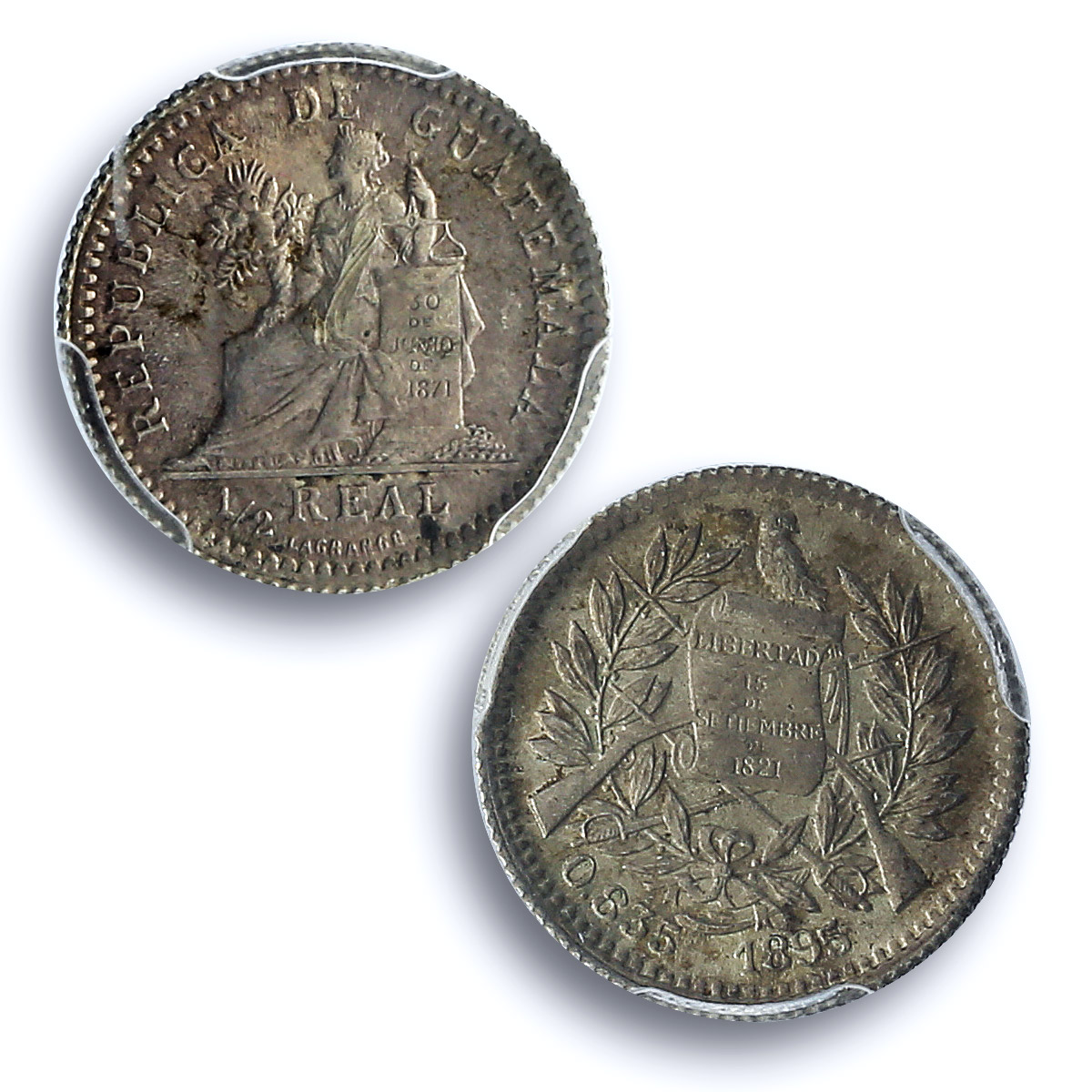 Guatemala 1/2 real Regular Coinage Libertad Liberty UNC PCGS silver coin 1895 Guatemala 1/2 real Regular Coinage Libertad Liberty UNC PCGS silver coin 1895