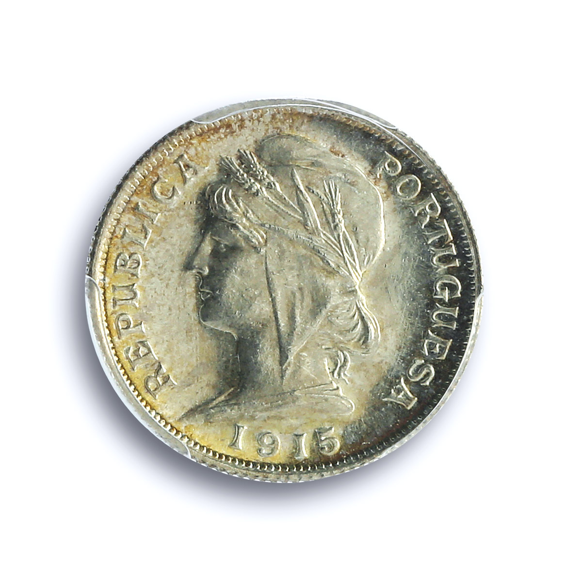 Portugal 10 centavos Regular Coinage Liberty Head KM-563 MS63 PCGS Ag coin 1915 Portugal 10 centavos Regular Coinage Liberty Head KM-563 MS63 PCGS Ag coin 1915