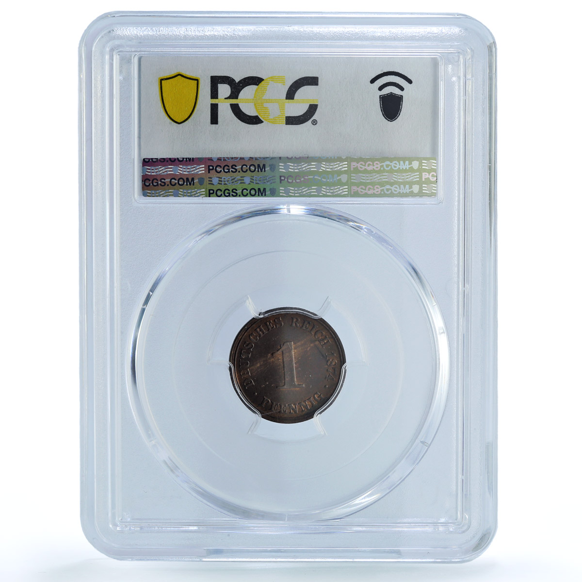 Germany Empire 1 pfennig Wilhelm I Coinage KM-1 MS63 PCGS copper coin 1874 A Germany Empire 1 pfennig Wilhelm I Coinage KM-1 MS63 PCGS copper coin 1874 A