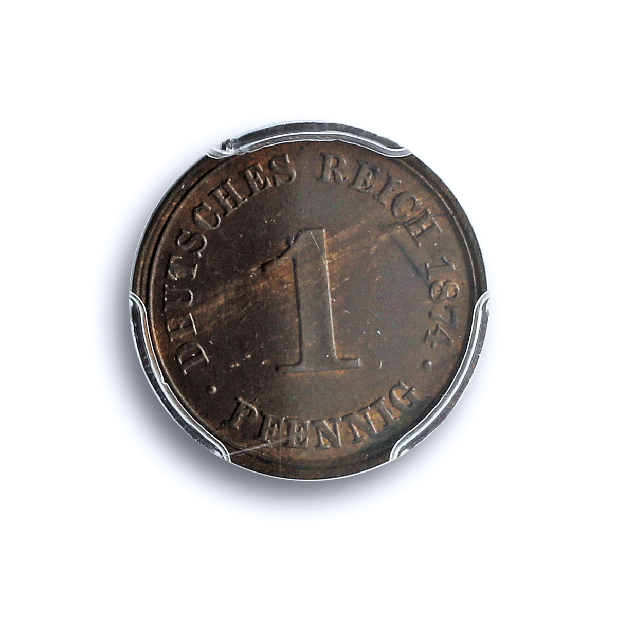 Germany Empire 1 pfennig Wilhelm I Coinage KM-1 MS63 PCGS copper coin 1874 A Germany Empire 1 pfennig Wilhelm I Coinage KM-1 MS63 PCGS copper coin 1874 A