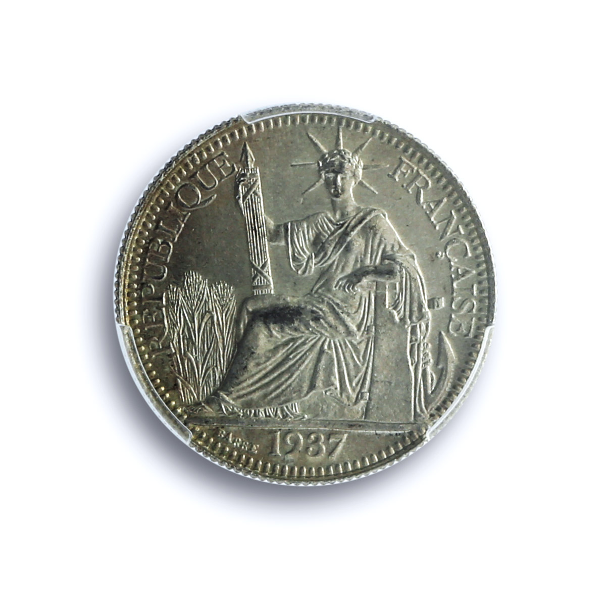 France French Indochina 10 cents Seated Liberty KM-16.2 MS63 PCGS Ag coin 1937 France French Indochina 10 cents Seated Liberty KM-16.2 MS63 PCGS Ag coin 1937