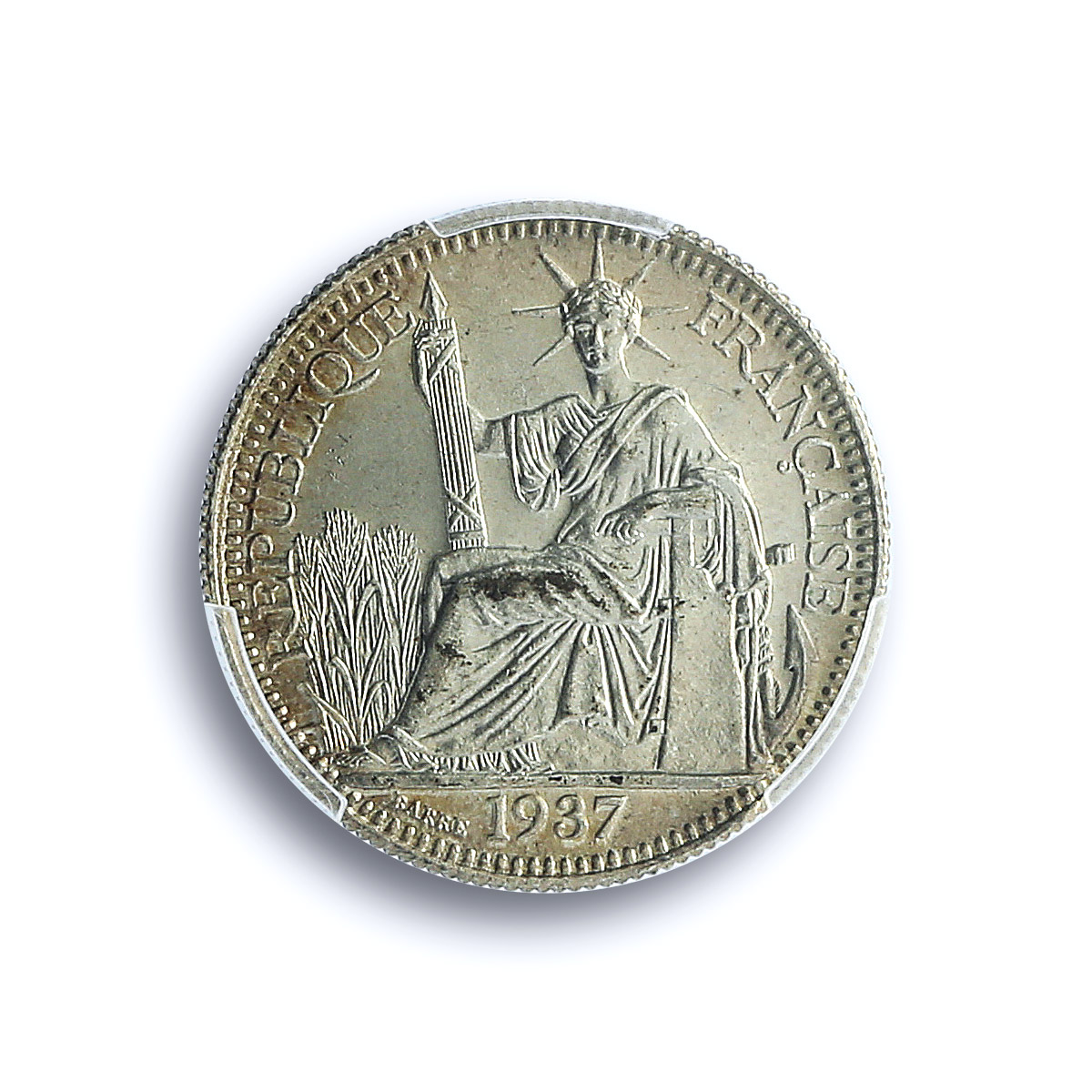 France French Indochina 10 cents Seated Liberty KM-16.2 MS64 PCGS Ag coin 1937 France French Indochina 10 cents Seated Liberty KM-16.2 MS64 PCGS Ag coin 1937