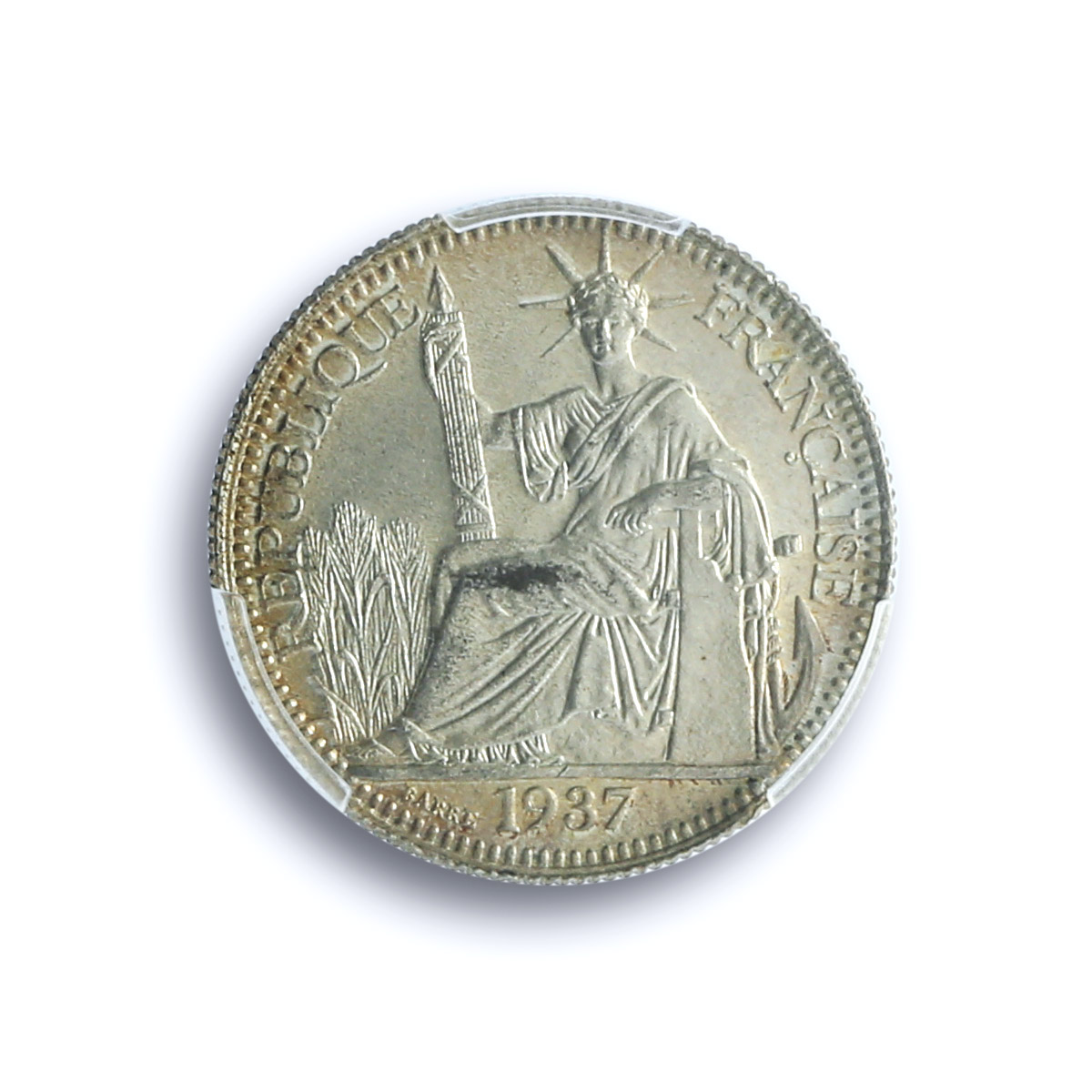 France French Indochina 10 cents Seated Liberty KM-16.2 MS64 PCGS Ag coin 1937 France French Indochina 10 cents Seated Liberty KM-16.2 MS64 PCGS Ag coin 1937