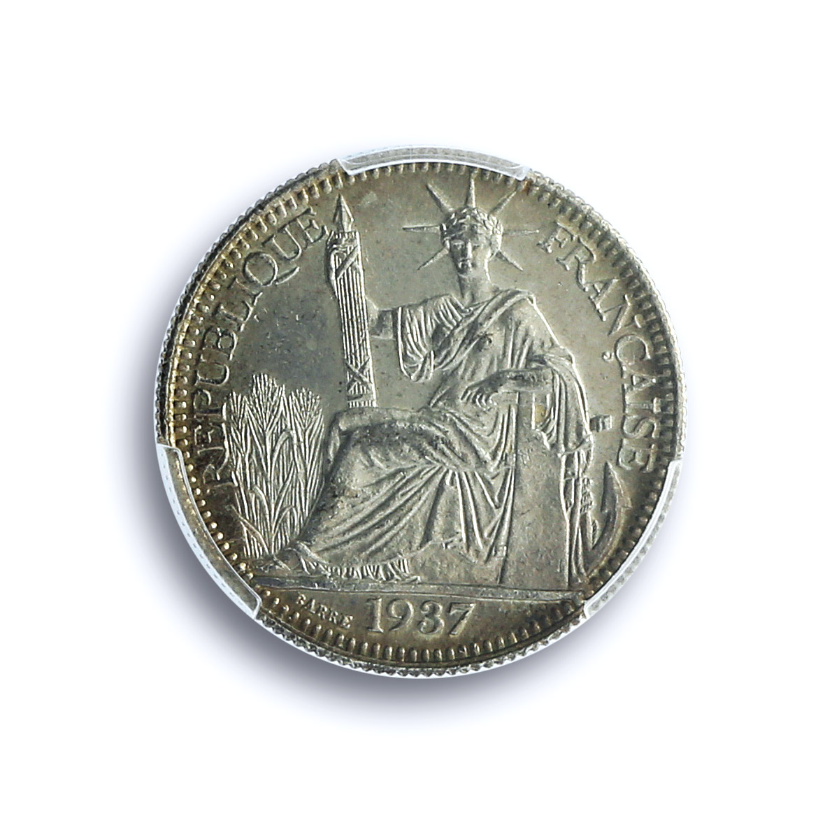 France French Indochina 10 cents Seated Liberty KM-16.2 MS64 PCGS Ag coin 1937 France French Indochina 10 cents Seated Liberty KM-16.2 MS64 PCGS Ag coin 1937