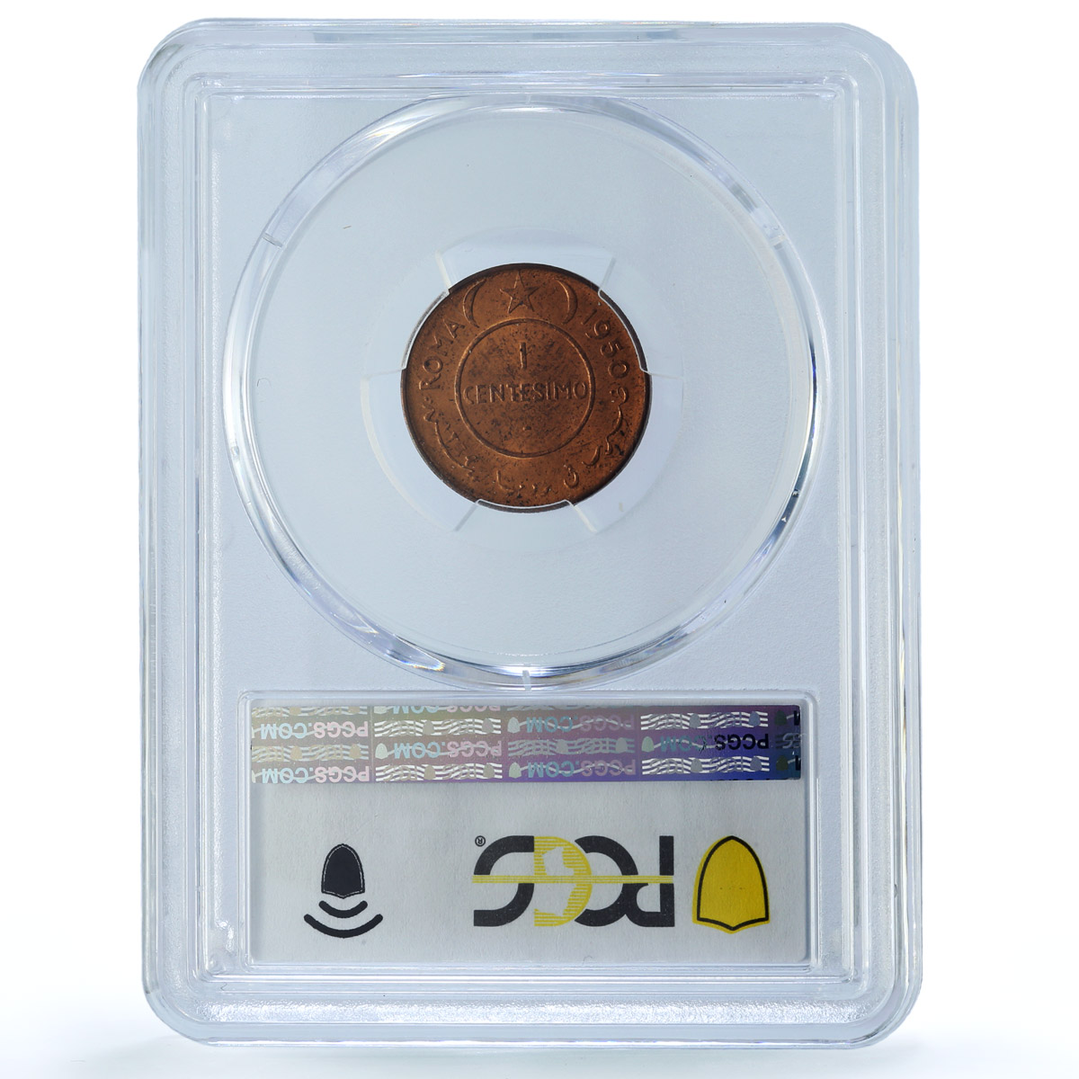 Italy Somalia 1 centesimo Regular Coinage Elephant MS64 PCGS brass coin 1950