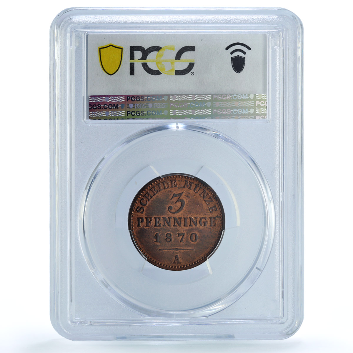 Germany Prussia 3 pfenninge Wilhelm I Coinage Mark A MS62 PCGS copper coin 1870 Germany Prussia 3 pfenninge Wilhelm I Coinage Mark A MS62 PCGS copper coin 1870