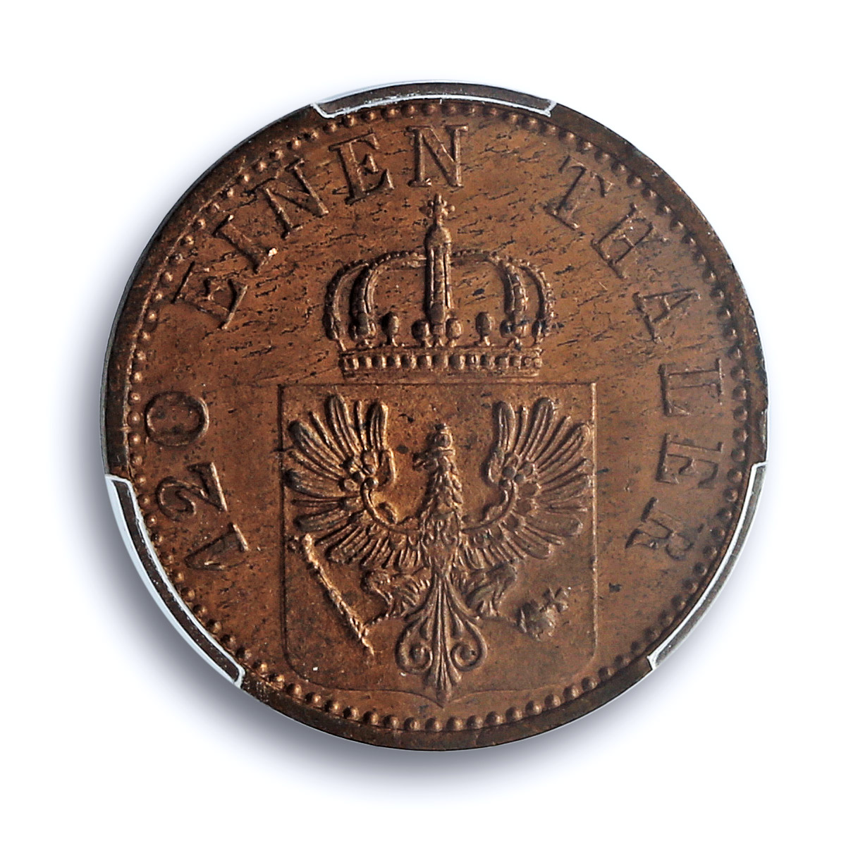 Germany Prussia 3 pfenninge Wilhelm I Coinage Mark A MS62 PCGS copper coin 1870 Germany Prussia 3 pfenninge Wilhelm I Coinage Mark A MS62 PCGS copper coin 1870