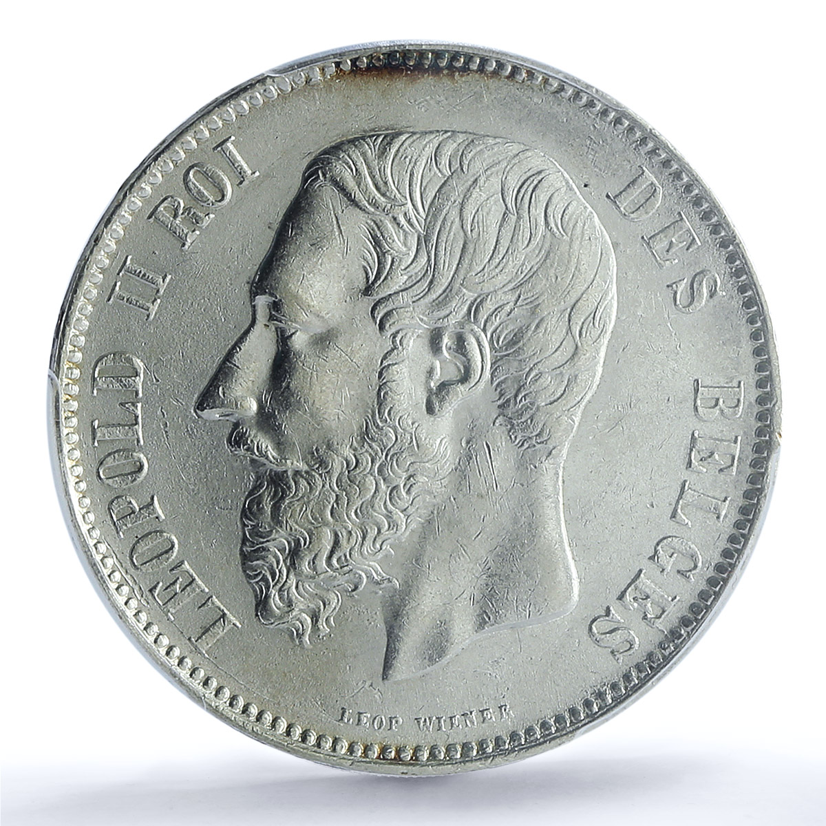 Belgium 5 francs Republic Coinage King Leopold II AU58 PCGS silver coin 1870 Belgium 5 francs Republic Coinage King Leopold II AU58 PCGS silver coin 1870