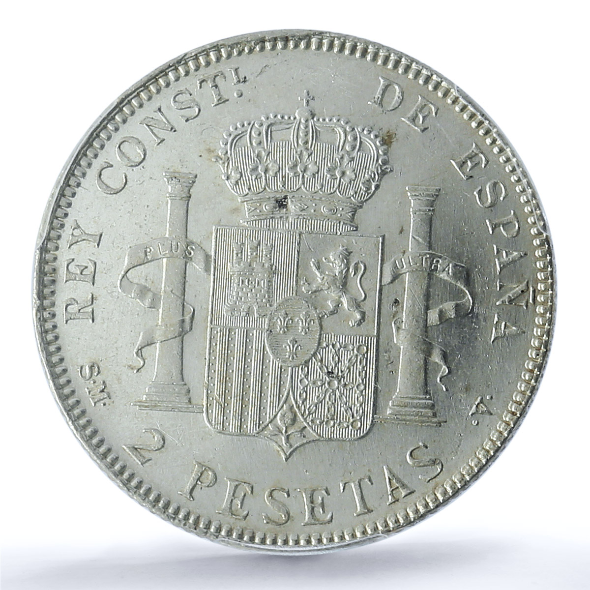 Spain 2 pesetas Regular Coinage Alfonso XIII KM-725 MS62 PCGS silver coin 1905 Spain 2 pesetas Regular Coinage Alfonso XIII KM-725 MS62 PCGS silver coin 1905