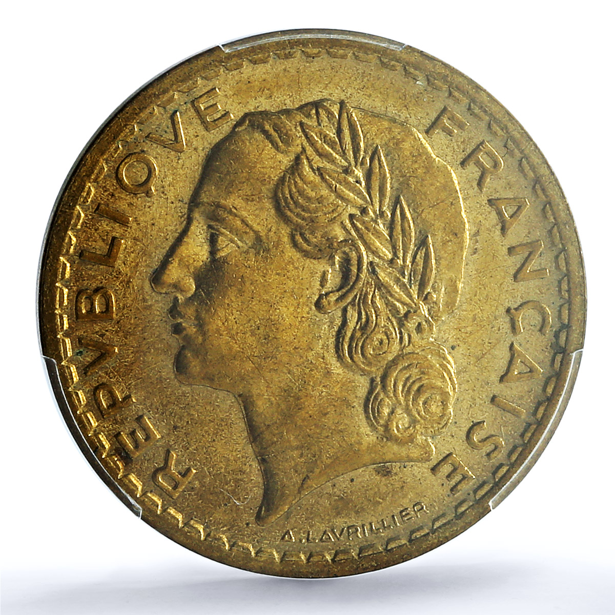 France 5 francs Republic Coinage Laureate Head MS64 PCGS AlBronze coin 1946 France 5 francs Republic Coinage Laureate Head MS64 PCGS AlBronze coin 1946