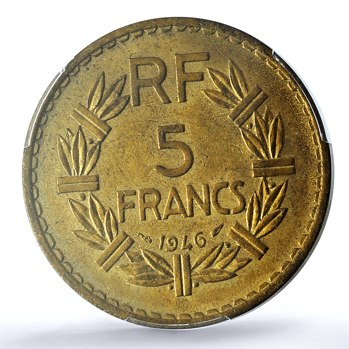France 5 francs Republic Coinage Laureate Head MS64 PCGS AlBronze coin 1946 France 5 francs Republic Coinage Laureate Head MS64 PCGS AlBronze coin 1946