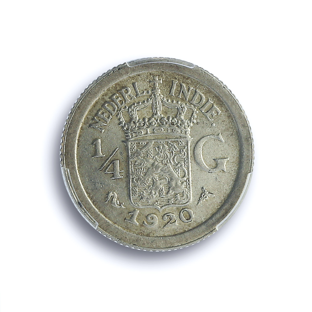 Netherlands East Indies 1/4 gulden Queen Wilhemina MS62 PCGS silver coin 1920