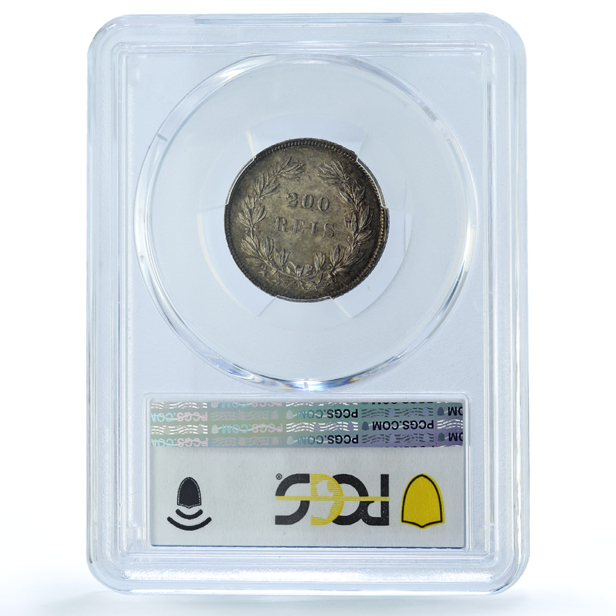 Portugal 200 reis Queen Maria II Coinage KM-474 MS63 PCGS silver coin 1843 Portugal 200 reis Queen Maria II Coinage KM-474 MS63 PCGS silver coin 1843