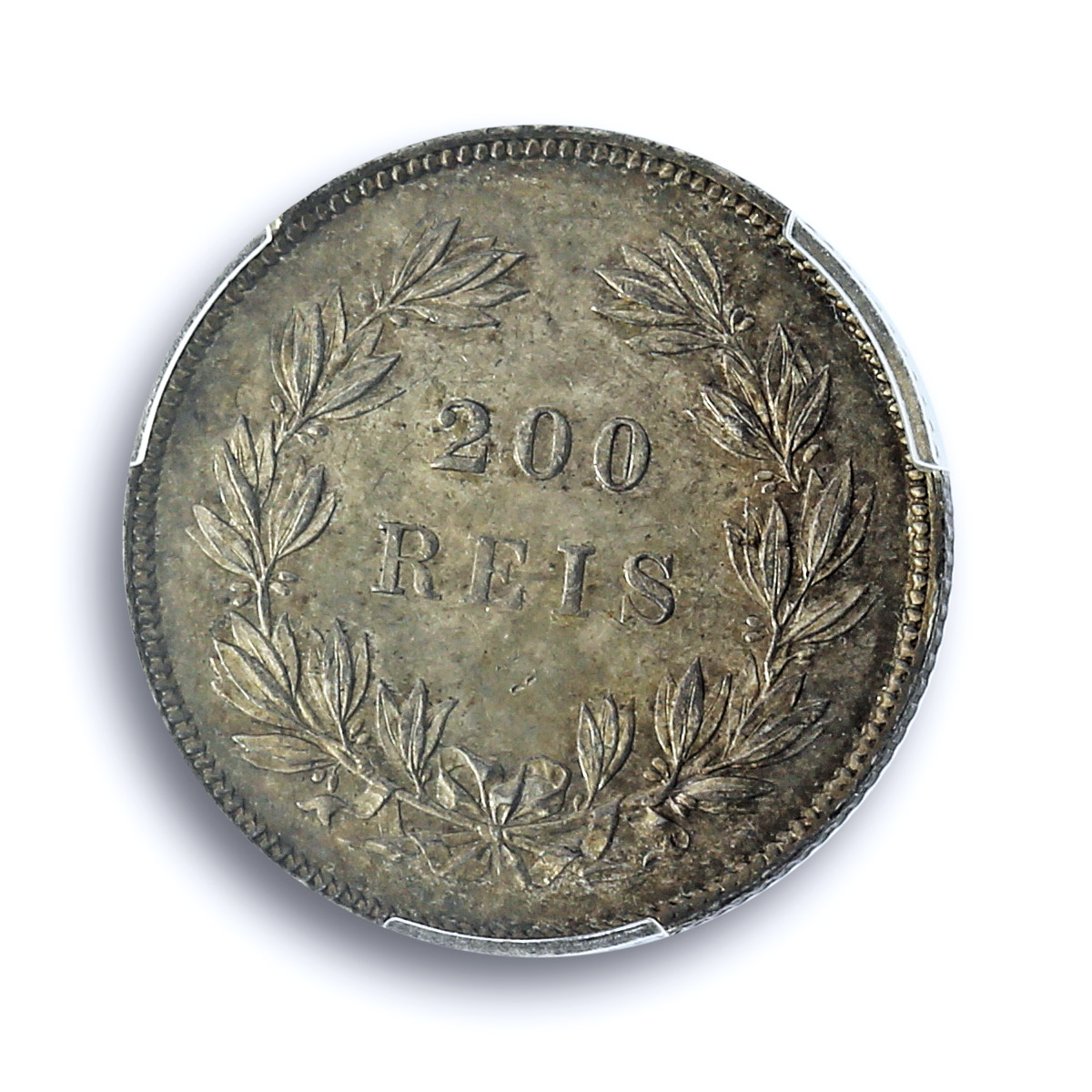 Portugal 200 reis Queen Maria II Coinage KM-474 MS63 PCGS silver coin 1843 Portugal 200 reis Queen Maria II Coinage KM-474 MS63 PCGS silver coin 1843