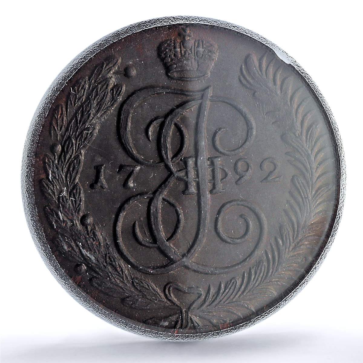 Russia Empire 5 kopecks Ekaterina II Coinage Bit-862 AU58 PCGS copper coin 1792