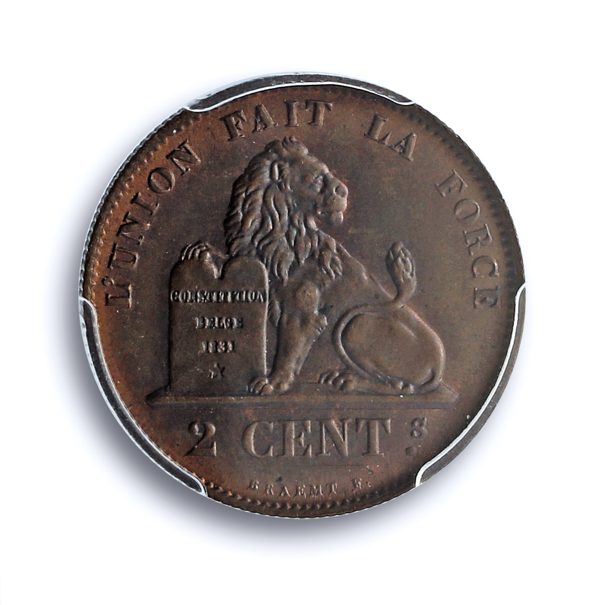 Belgium 2 cents Leopold II Coinage Lion Arms French Legend MS64 PCGS coin 1870 Belgium 2 cents Leopold II Coinage Lion Arms French Legend MS64 PCGS coin 1870