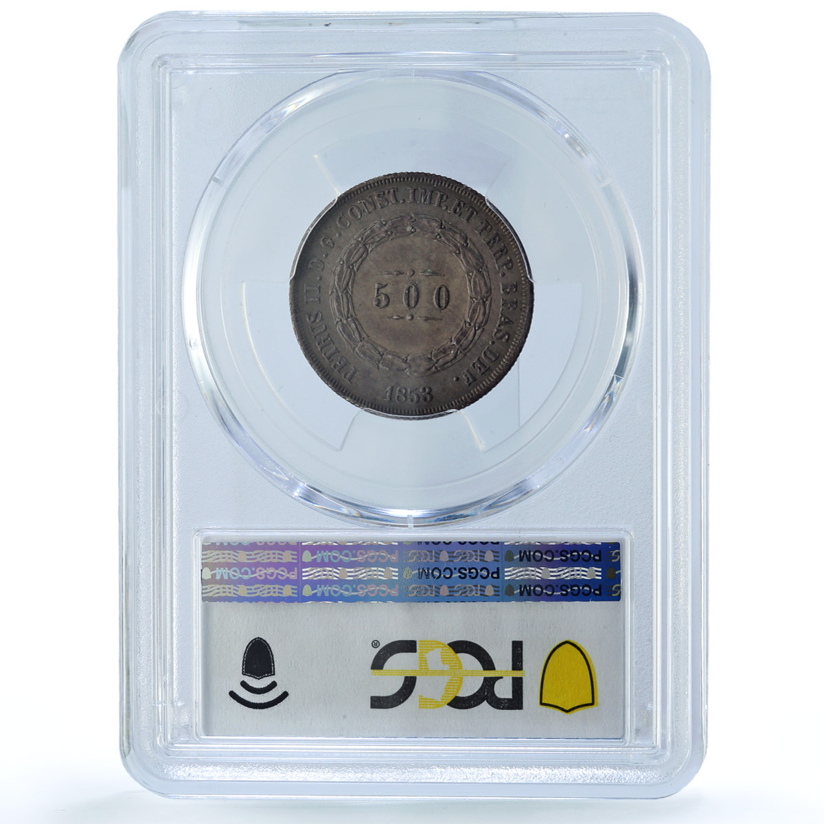 Brazil 500 reis King Pedro II Coinage KM-464 AU58 PCGS silver coin 1853 Brazil 500 reis King Pedro II Coinage KM-464 AU58 PCGS silver coin 1853