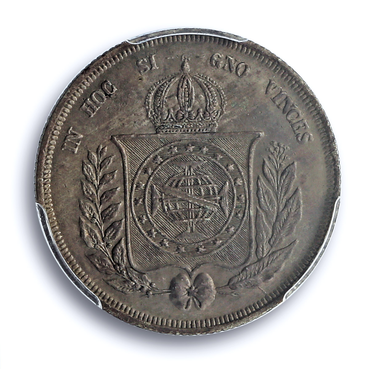 Brazil 500 reis King Pedro II Coinage KM-464 AU58 PCGS silver coin 1853 Brazil 500 reis King Pedro II Coinage KM-464 AU58 PCGS silver coin 1853