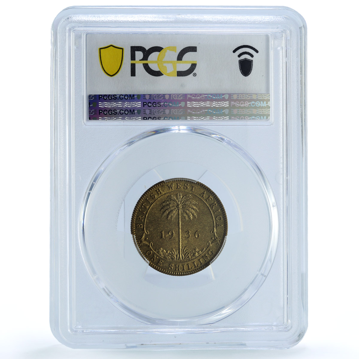 Great Britain West Africa 1 shilling George V KM-12a MS65 PCGS brass coin 1936 Great Britain West Africa 1 shilling George V KM-12a MS65 PCGS brass coin 1936