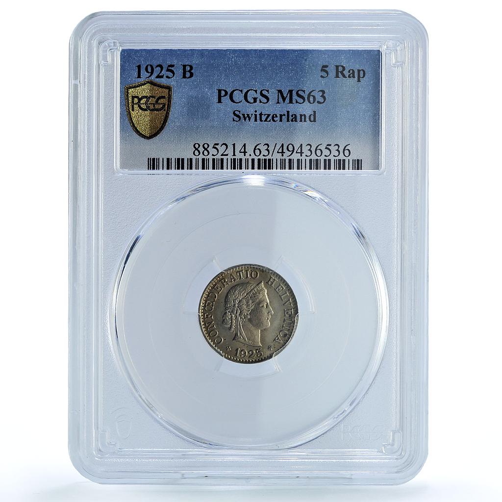 Switzerland 5 rappen Regular Coinage Libertas KM-26 MS63 PCGS CuNi coin 1925 Switzerland 5 rappen Regular Coinage Libertas KM-26 MS63 PCGS CuNi coin 1925