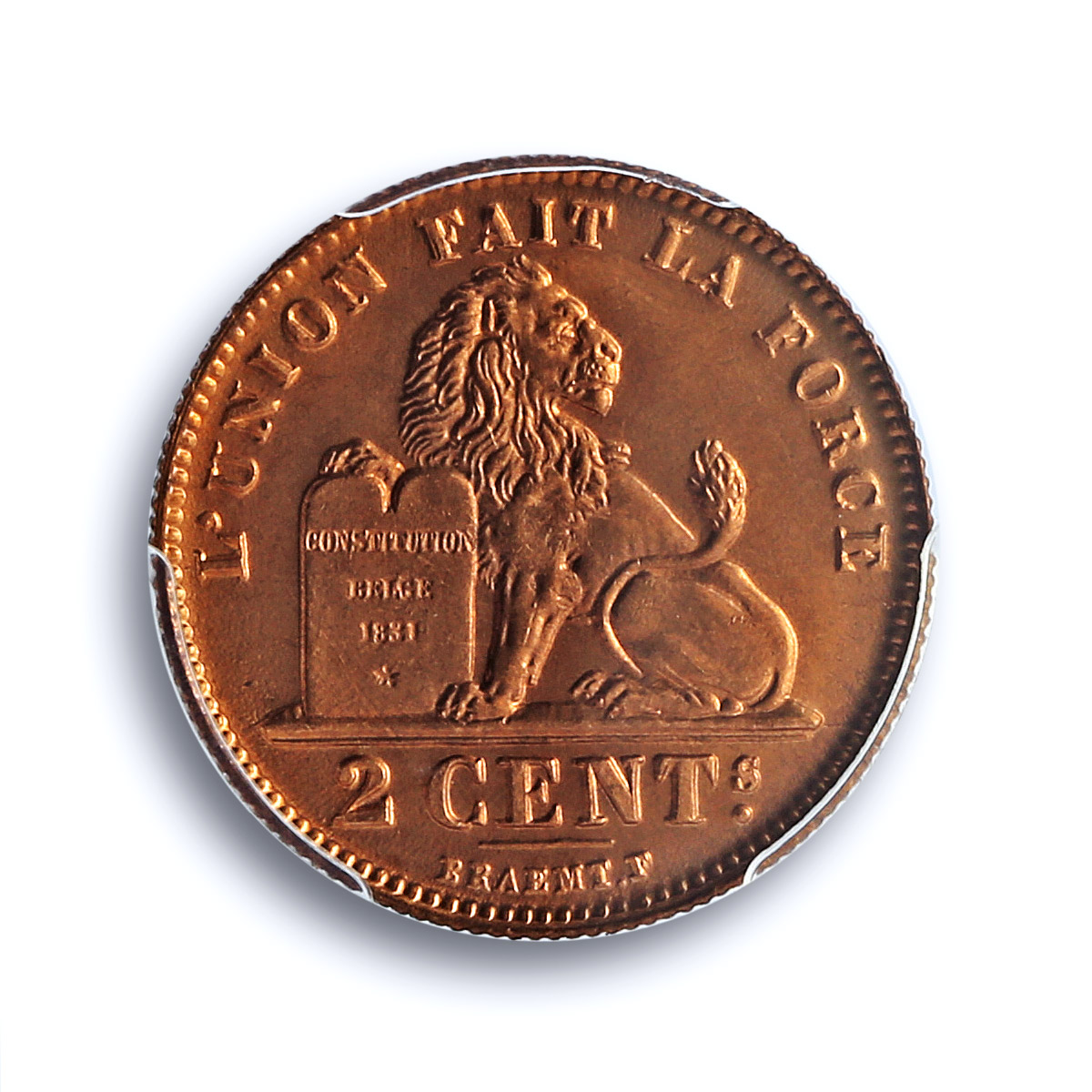 Belgium 2 cents Albert I Coinage Lion Arms French Legend MS68 PCGS Cu coin 1912 Belgium 2 cents Albert I Coinage Lion Arms French Legend MS68 PCGS Cu coin 1912
