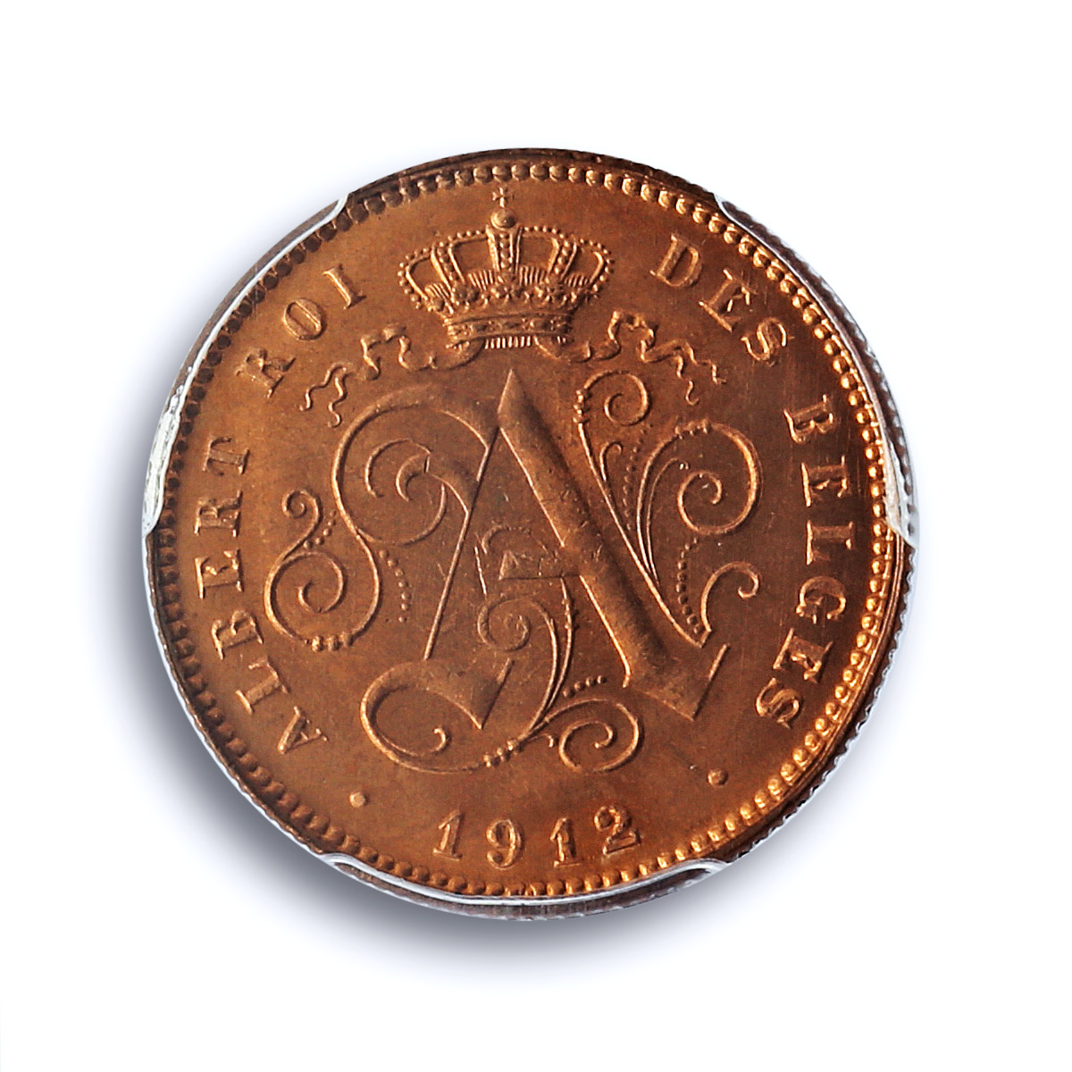Belgium 2 cents Albert I Coinage Lion Arms French Legend MS68 PCGS Cu coin 1912 Belgium 2 cents Albert I Coinage Lion Arms French Legend MS68 PCGS Cu coin 1912