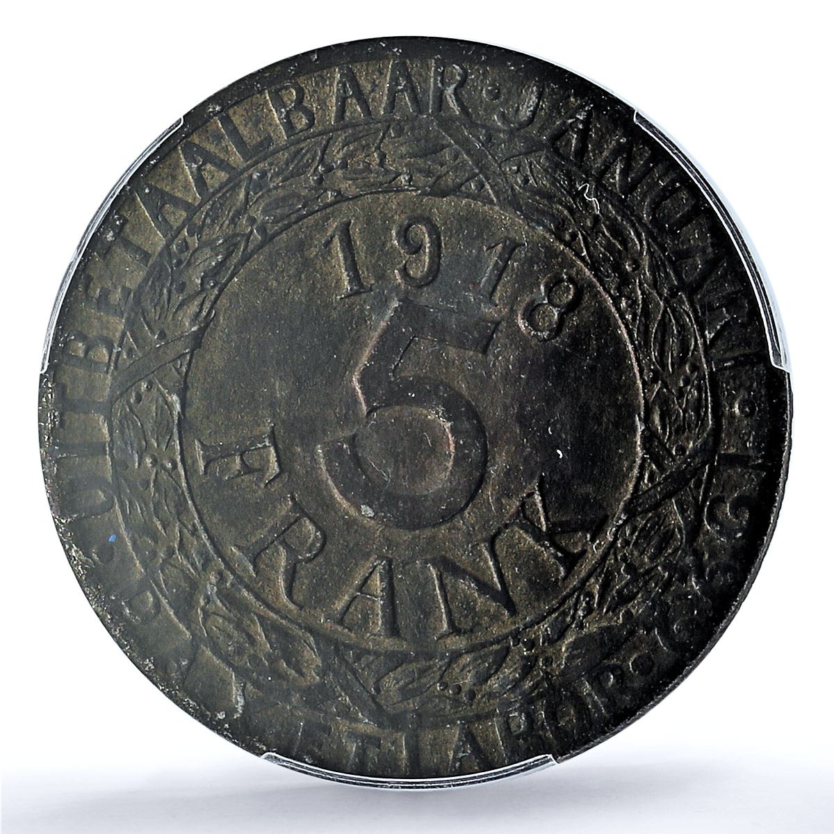 Belgium Ghent 5 franken German Occupation Coinage KM-Tn7 MS63 PCGS coin 1918 Belgium Ghent 5 franken German Occupation Coinage KM-Tn7 MS63 PCGS coin 1918