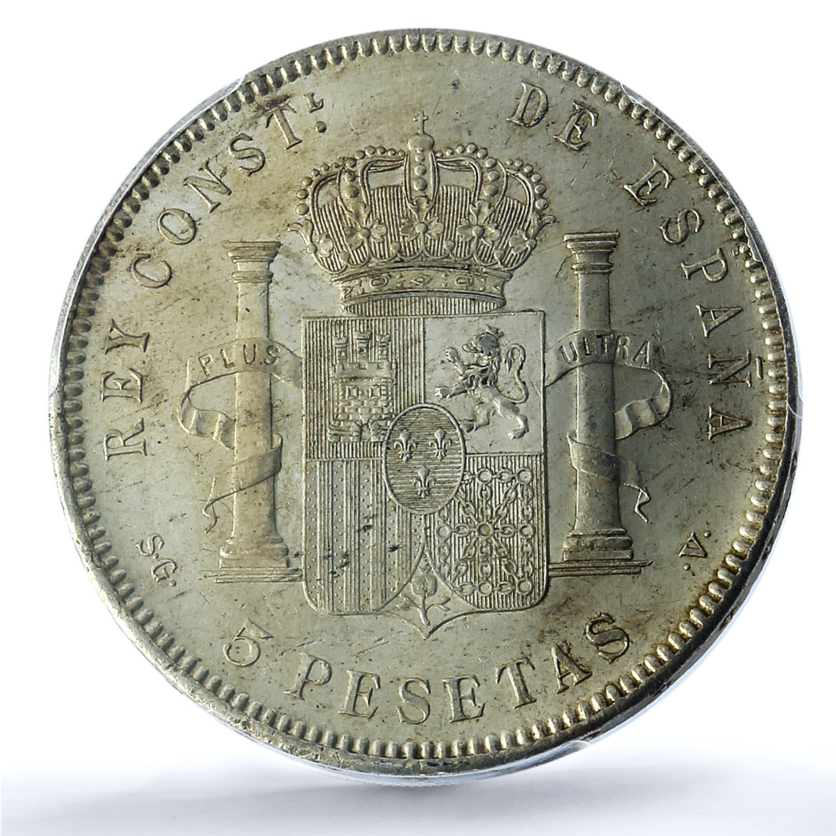 Belgium 5 francs Leopold II Coinage Position A KM-24 AU58 PCGS silver coin 1873 Belgium 5 francs Leopold II Coinage Position A KM-24 AU58 PCGS silver coin 1873