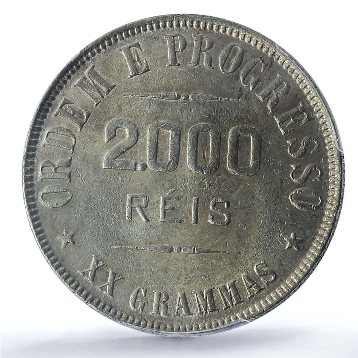Brazil 2000 reis Regular Coinage Liberty Head KM-514 AU58 PCGS silver coin 1911 Brazil 2000 reis Regular Coinage Liberty Head KM-514 AU58 PCGS silver coin 1911