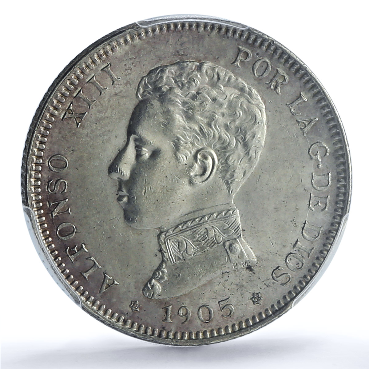 Spain 2 pesetas Regular Coinage Alfonso XIII KM-725 MS61 PCGS silver coin 1905 Spain 2 pesetas Regular Coinage Alfonso XIII KM-725 MS61 PCGS silver coin 1905