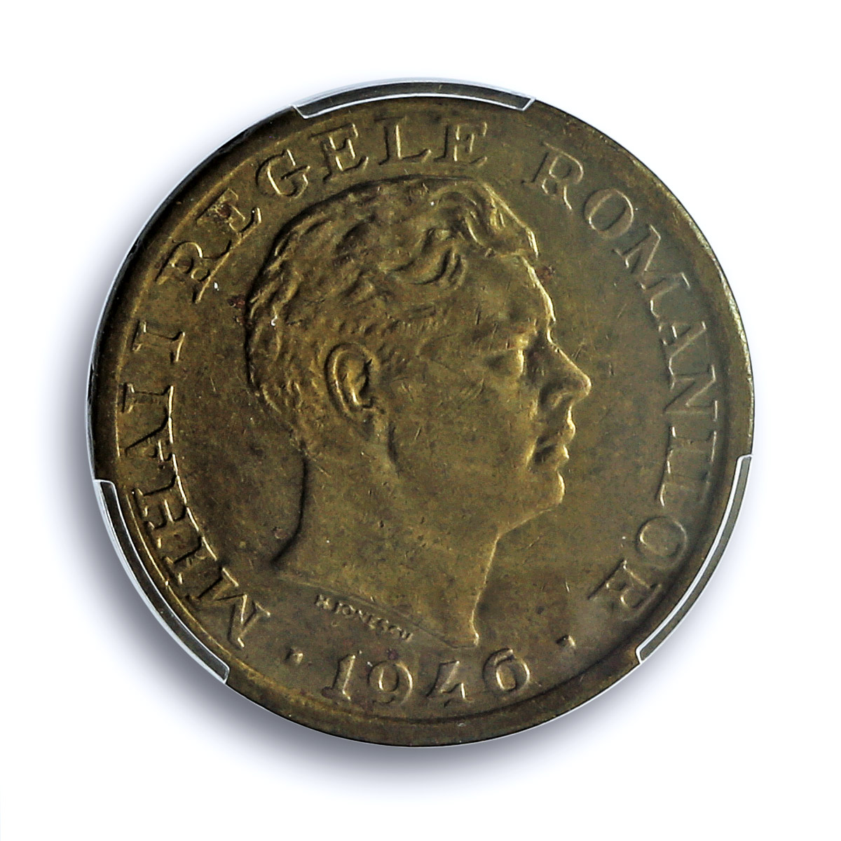 Romania 2000 lei Regular Coinage Mihai I KM-69 MS62 PCGS NiBrass coin 1946