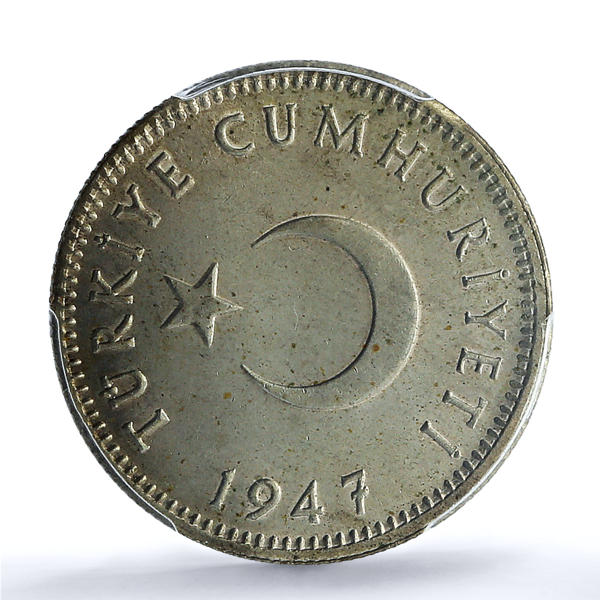 Turkey 1 lira Republic Coinage Crescent Star KM-883 MS64 PCGS silver coin 1947 Turkey 1 lira Republic Coinage Crescent Star KM-883 MS64 PCGS silver coin 1947