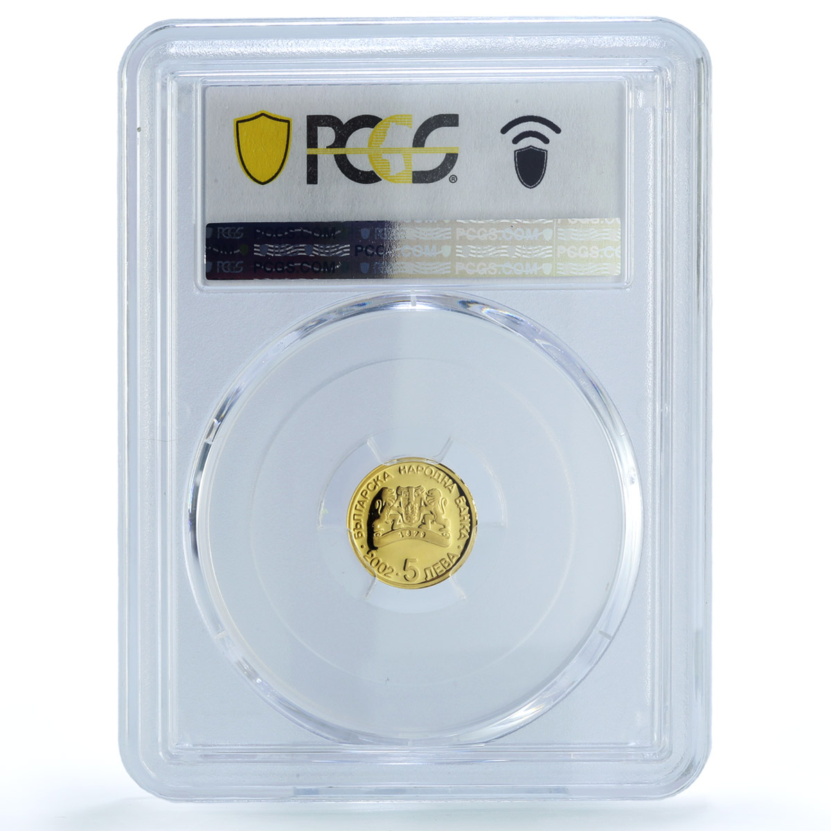 Bulgaria 5 leva Athens Olympic Games Pierre Coubertin PR68 PCGS gold coin 2002 Bulgaria 5 leva Athens Olympic Games Pierre Coubertin PR68 PCGS gold coin 2002