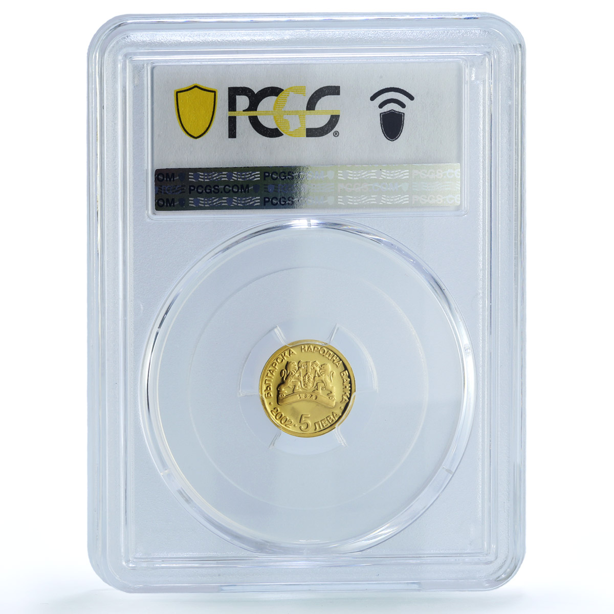 Bulgaria 5 leva Athens Olympic Games Pierre Coubertin PR66 PCGS gold coin 2002 Bulgaria 5 leva Athens Olympic Games Pierre Coubertin PR66 PCGS gold coin 2002
