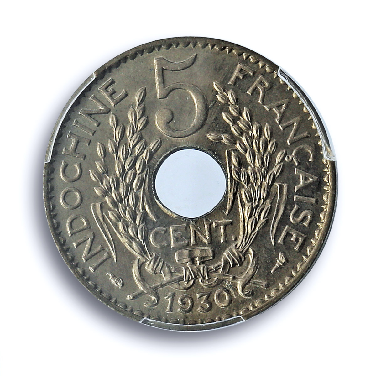 France French Indochina 5 cents Republic Coinage KM-18 UNC PCGS CuNi coin 1930 France French Indochina 5 cents Republic Coinage KM-18 UNC PCGS CuNi coin 1930