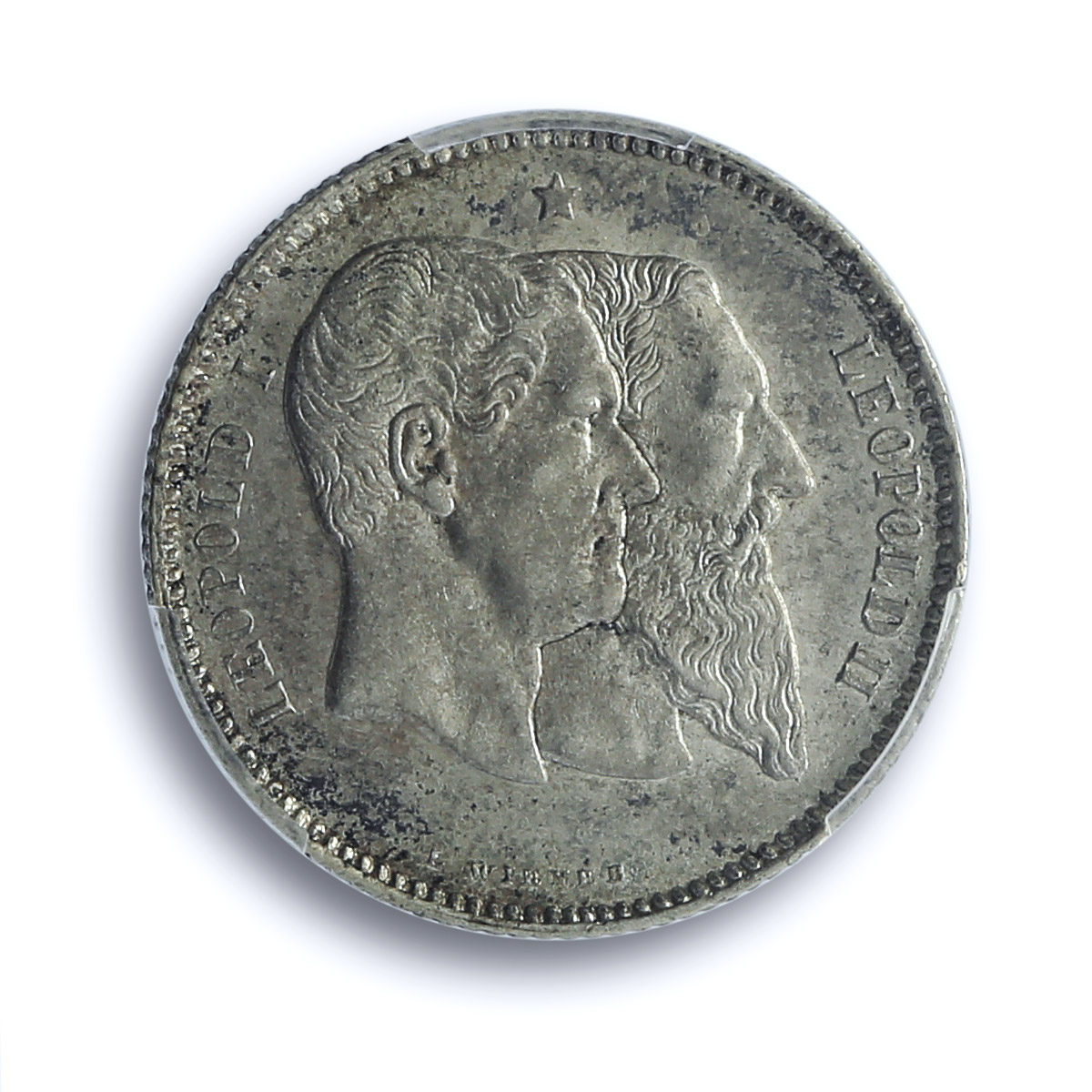 Belgium 1 franc Independence 50th Anniversary KM-38 AU58 PCGS silver coin 1880 Belgium 1 franc Independence 50th Anniversary KM-38 AU58 PCGS silver coin 1880
