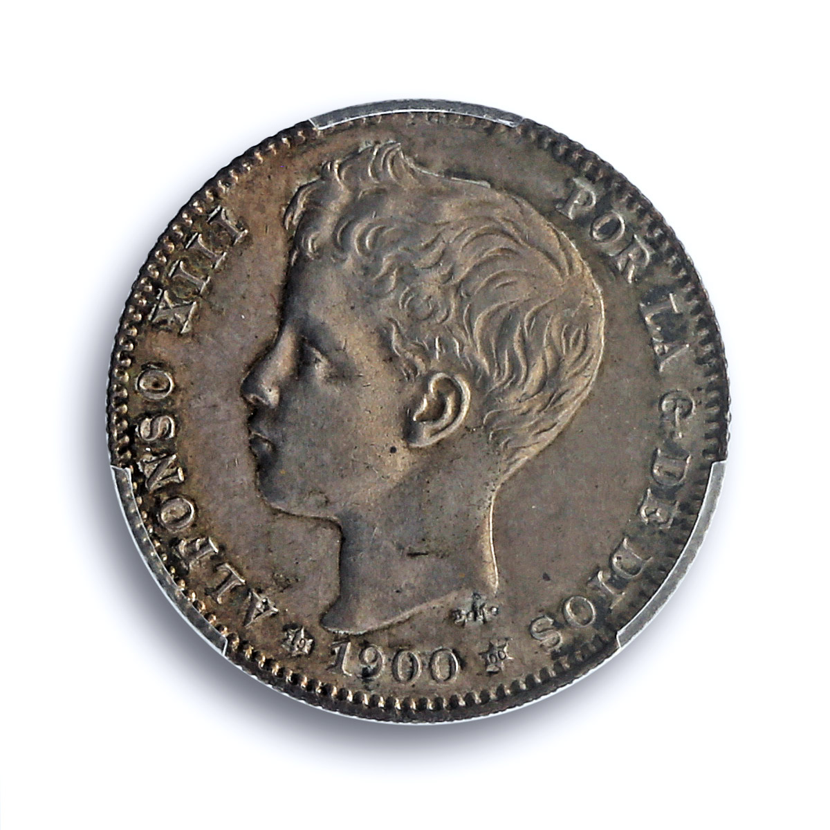 Spain 1 peseta Regular Coinage Child Alfonso KM-706 UNC PCGS silver coin 1900 Spain 1 peseta Regular Coinage Child Alfonso KM-706 UNC PCGS silver coin 1900