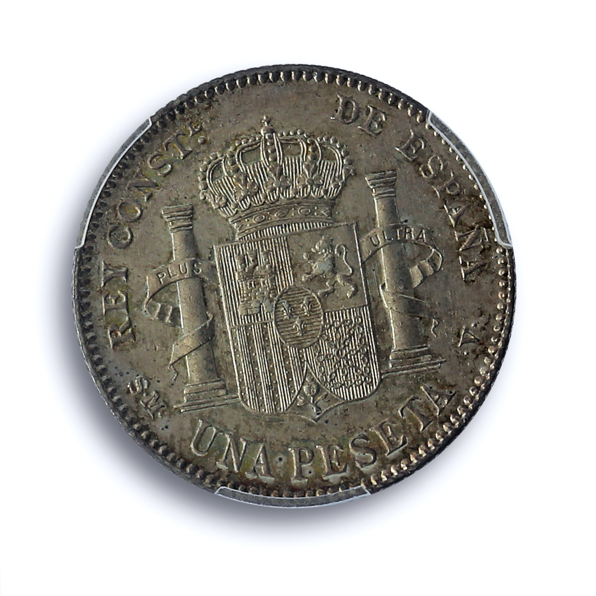 Spain 1 peseta Regular Coinage Child Alfonso KM-706 UNC PCGS silver coin 1900 Spain 1 peseta Regular Coinage Child Alfonso KM-706 UNC PCGS silver coin 1900