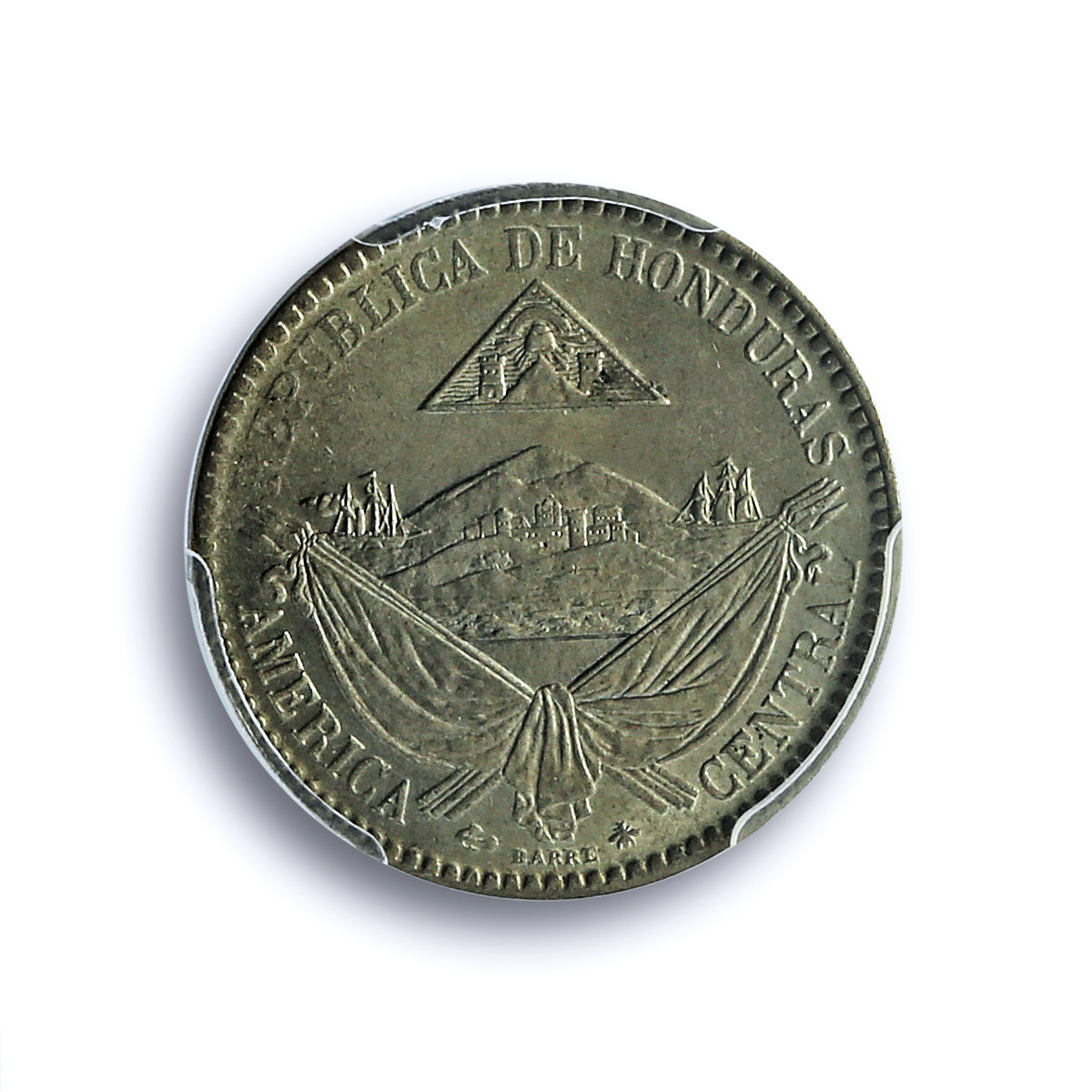 Honduras 1/4 real Republic Coinage Anchor Bee KM-31 MS65 PCGS NiBrass coin 1869 Honduras 1/4 real Republic Coinage Anchor Bee KM-31 MS65 PCGS NiBrass coin 1869