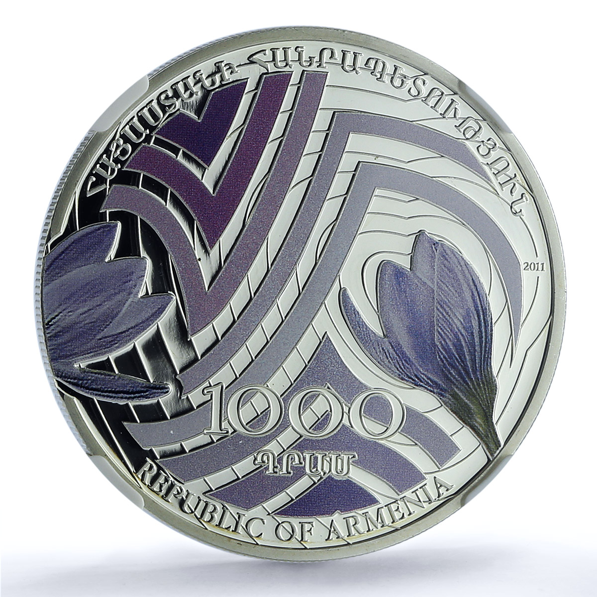 Armenia 1000 dram Crocus KM-202 Flora Flower PF 69 NGC silver coin 2011