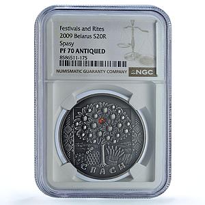 Belarus 20 roubles Spasy KM-198 Festivals Rites MS 70 NGC silver coin 2009