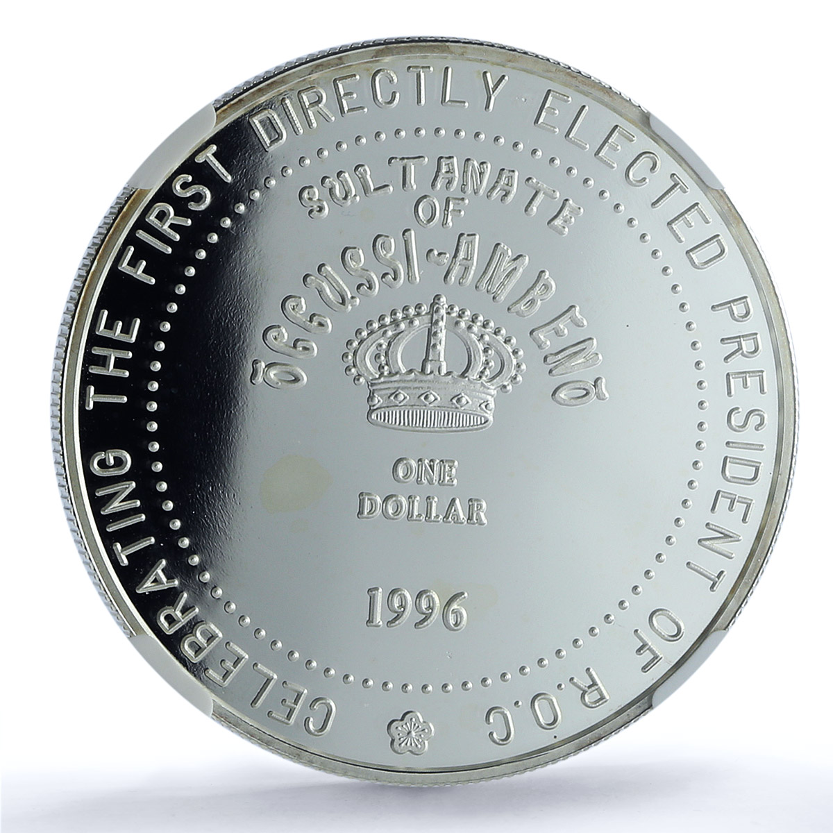 Occussi Ambeno 1 dollar Lian Zhan Taiwan X#4 Politics PF 68 NGC silver coin 1996