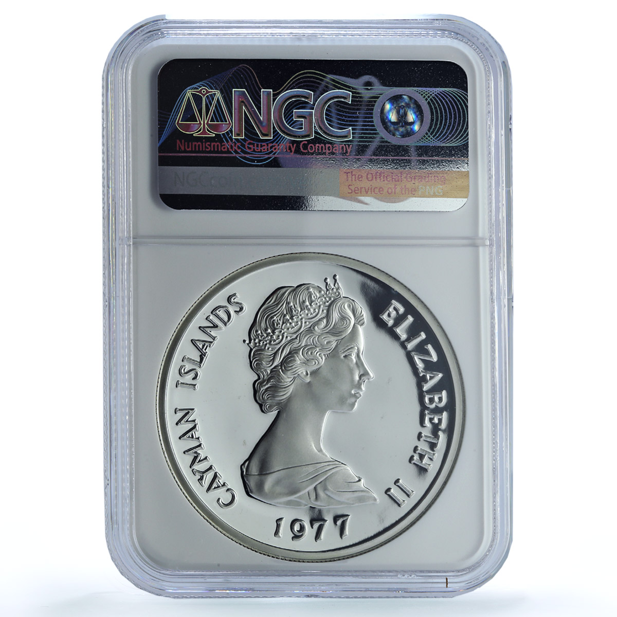 Cayman Islands 25 dollars Queen Mary I KM-16 PF 69 NGC silver coin 1977 Cayman Islands 25 dollars Queen Mary I KM-16 PF 69 NGC silver coin 1977